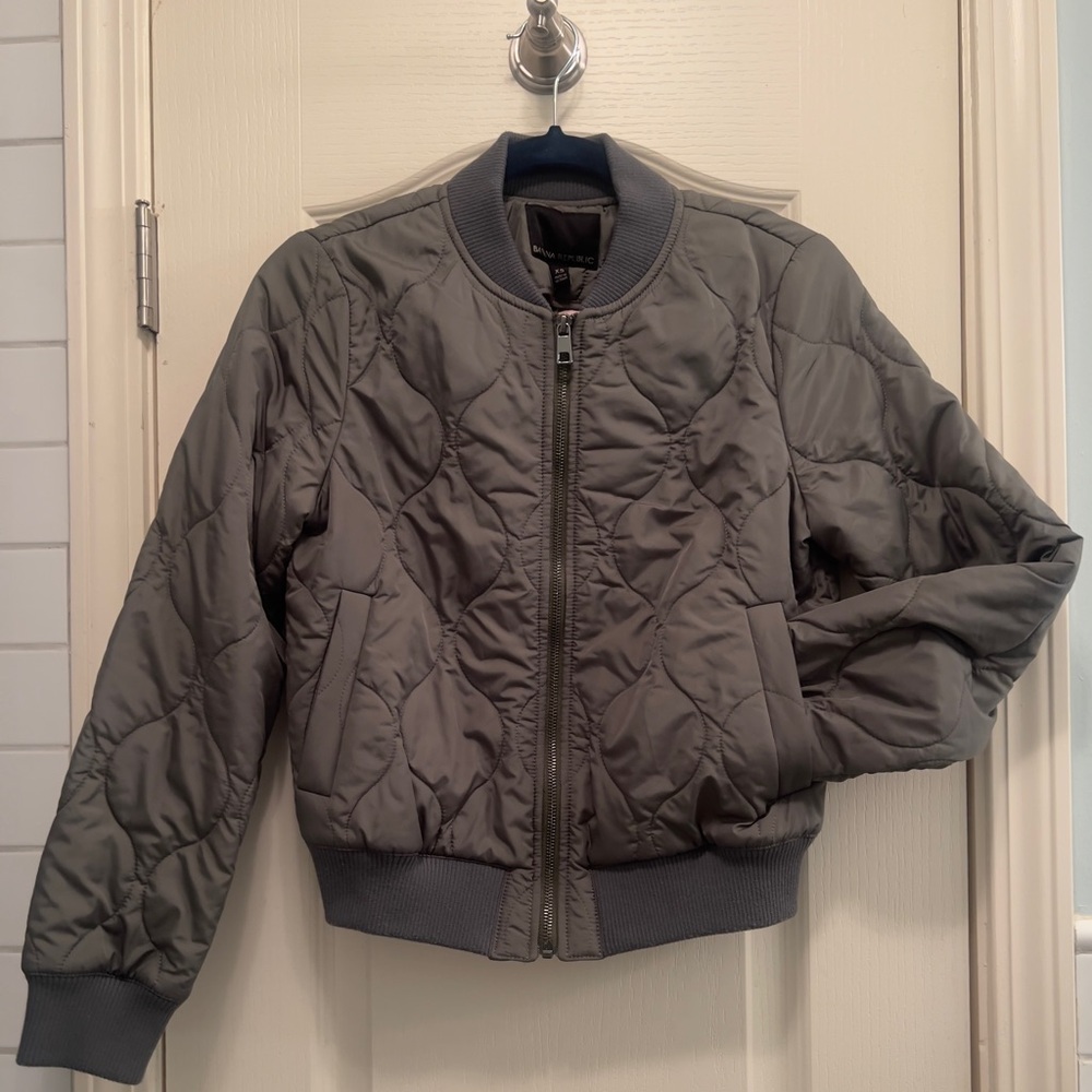 Green Quilted Bomber Jacket